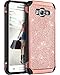 Galaxy J3 Case, J3 Case, Express Prime Case, Amp Prime Case, BENTOBEN 2 in 1 Glitter Bling Hybrid Hard Cover Sparkly Shiny Faux Leather Shockproof Protective Case for Samsung Galaxy J3/J320, Rose Gold