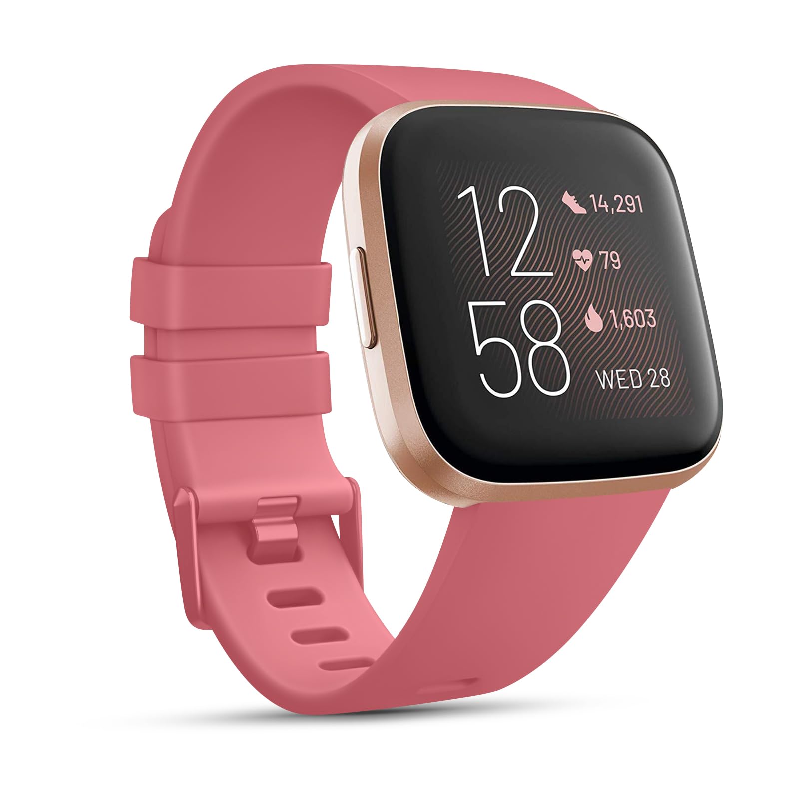 Fitbit Versa 2 & Lite Silicone Sport Classic Replacement Straps for Women & Men (L,Coral)