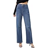 Metietila Women’s Baggy Jeans High Waisted Wide Leg Jeans Patch Pocket Stretch Denim Pants Casual Comfort