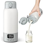 Portable Bottle Warmer for Travel, Fast Heating Milk Warmer On The Go, 17 OZ Water Warmer for Breast Milk, Formula, Water, Temp Control 98°F -131°F, Baby Essentials for Outdoor Airplane Car Journey