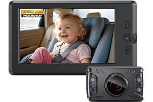 Grownsy Baby Car Camera with 4.3" Anti-Glare Display & Auto IR Night Vision – 360° Adjustable View Angle to Observe Baby's Ev