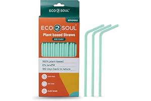ECO SOUL Straws [100 Count][8.25"] Eco-Friendly Disposable Straws, Cocktail Cold Drink Smoothie Bendable
