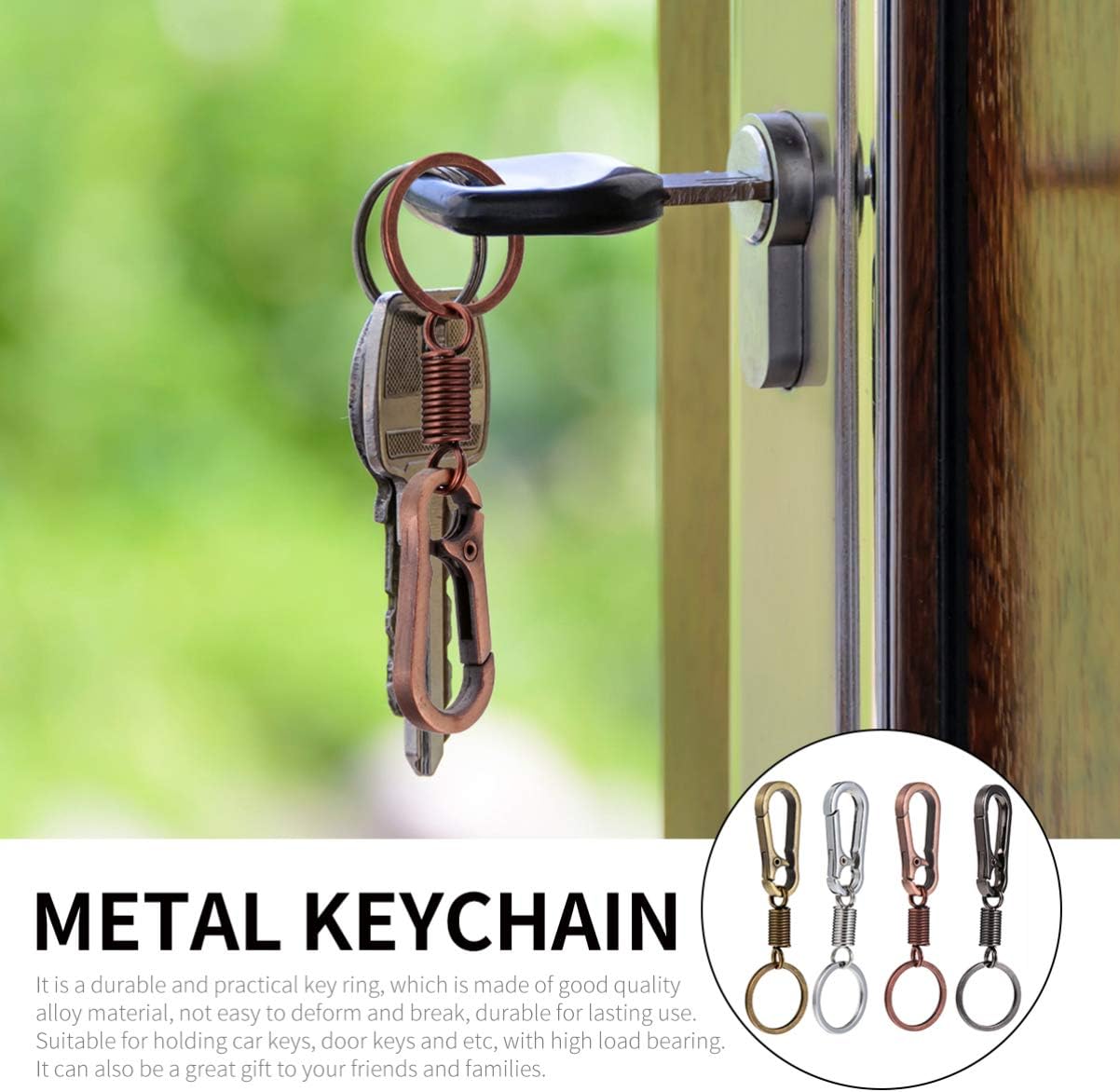 WINOMO 4pcs Spiral Retractable Spring Coil Keychain Theftproof Anti-lost Stretch Cord Key Ring with Metal Lobster Clasp for Wallet Phones (Random Color) - Image 5