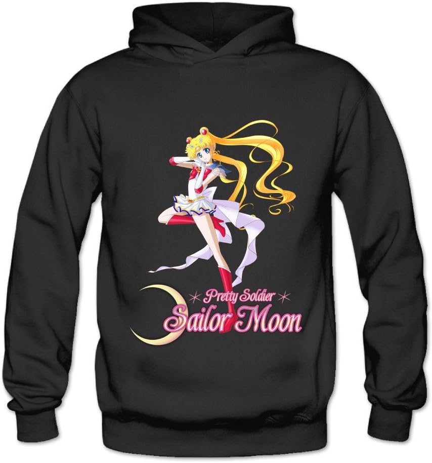 PRUSI Women's Sailor Moon 5 Hoodies Sweatshirt Size US Black