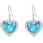 Dorunmo Sterling Silver Tree of Life/Filigree/Lotus/Heart Dangle Earrings Turquoise Abalone Shell Leverback Earrings Jewelry Gifts for Women Mom