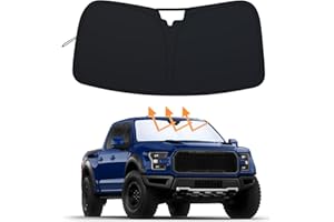 PIMCAR Windshield Sunshade for Ford F-150 2015-2020 | Premium 310T Reflective Polyester UV & Heat Blocker | Reduces Interior Temperature, Foldable with Storage Pouch