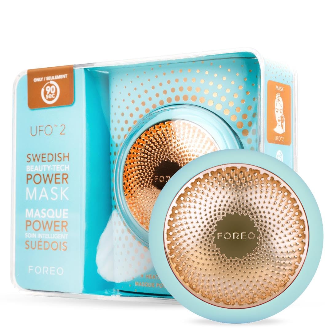 FOREO UFO 2 Full Facial LED Mask Treatment, Full LED Spectrum & Red Light Therapy, Face Masks Beauty Treatment, Warming, Cooling, Face Massager, Moisturiser, Increased Skin Care Absorption, Mint