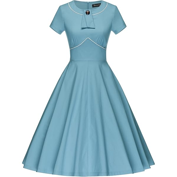 blue rockabilly dress Azure Blue Vintage Floral Blossom Rockabilly 50s Swing Dress – Pretty Kitty  Fashion main image 1