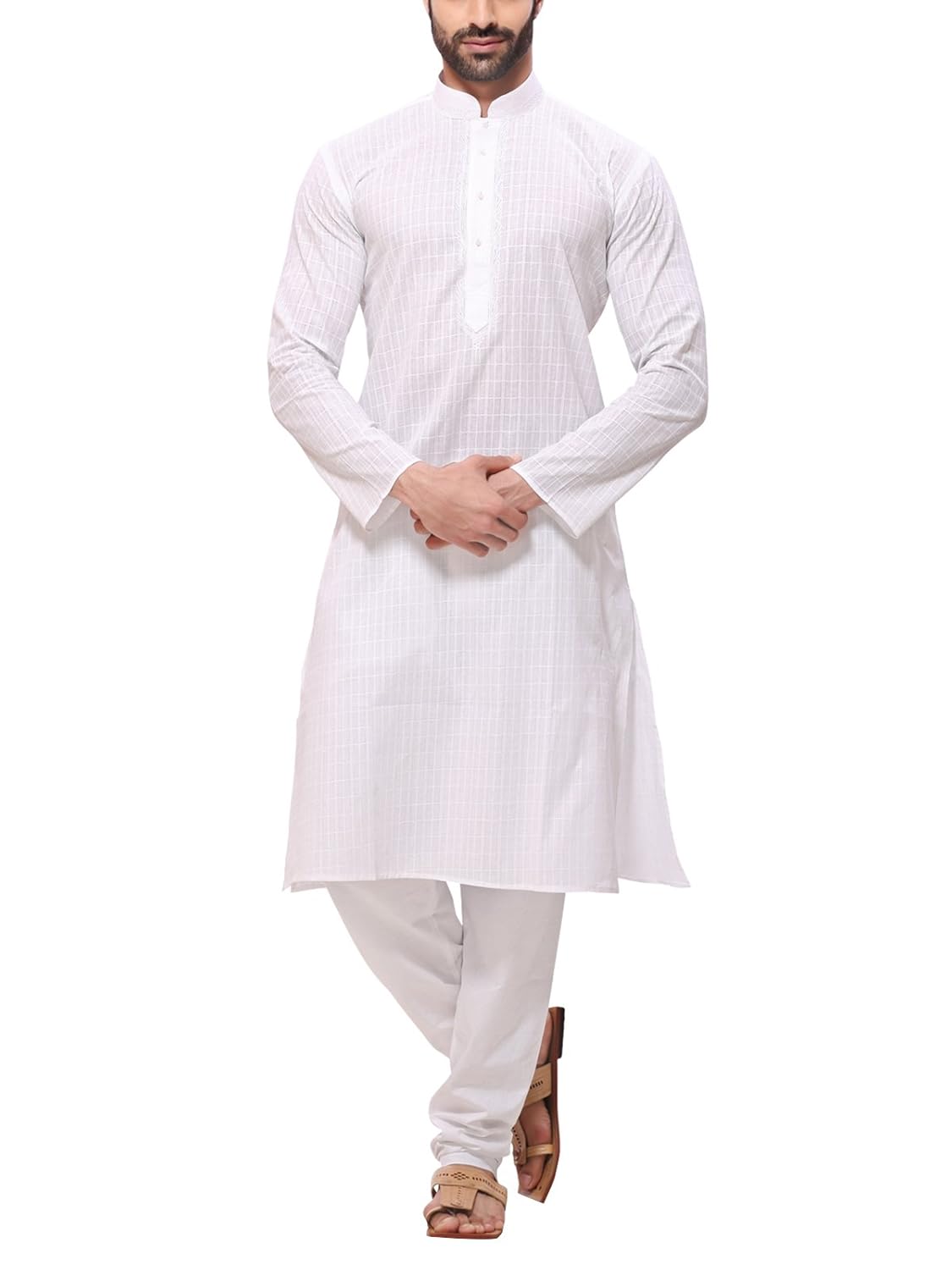 rg designers men's cotton marks white kurta pyjama