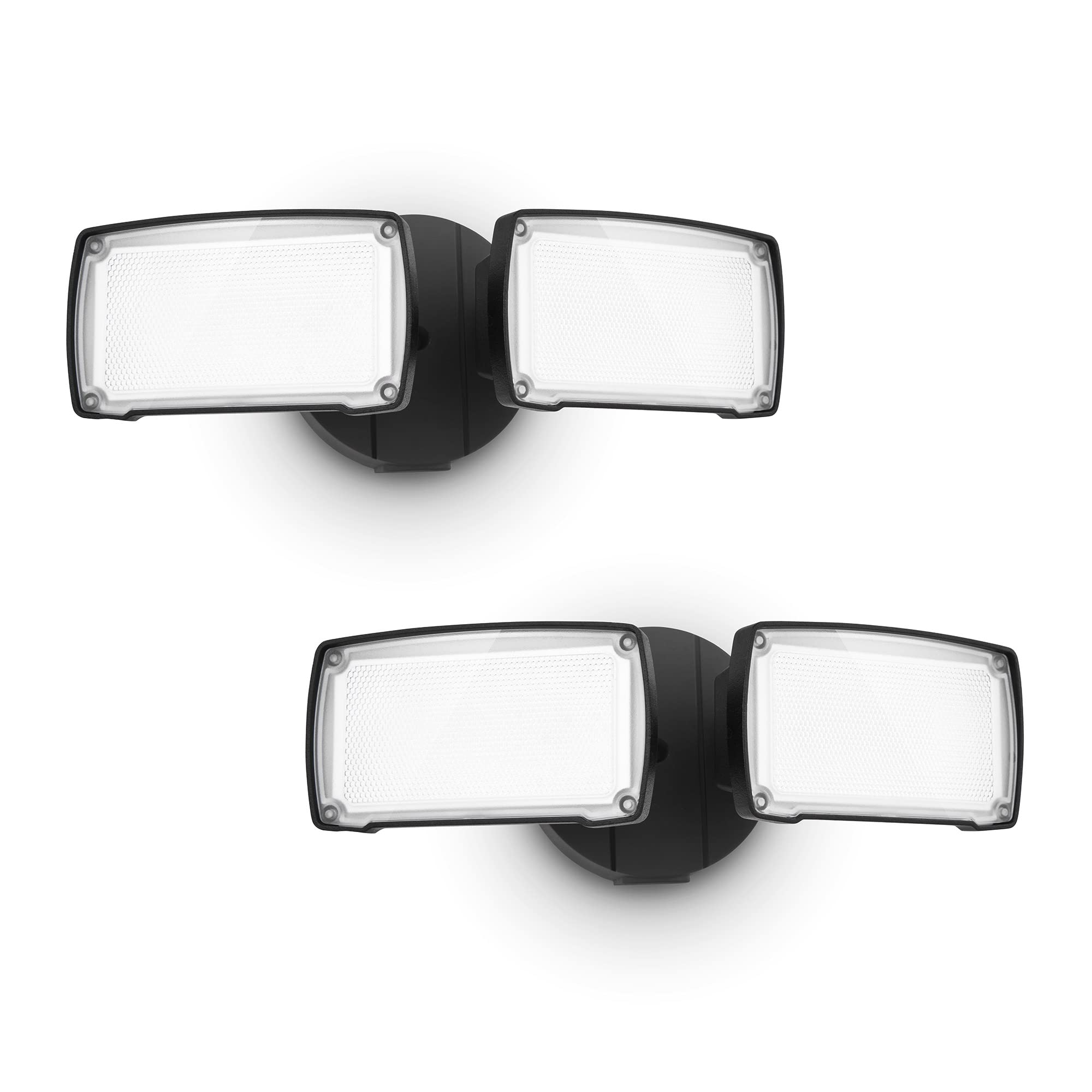 UME 2-Pack 19W Dusk to Dawn LED Security Light Outdoor, 2 Adjustable Head, 2000LM, 5000K, IP65 Waterproof, Super Bright Flood Light with Photocell for Garage,Yard,Exterior,Entryway(Black)