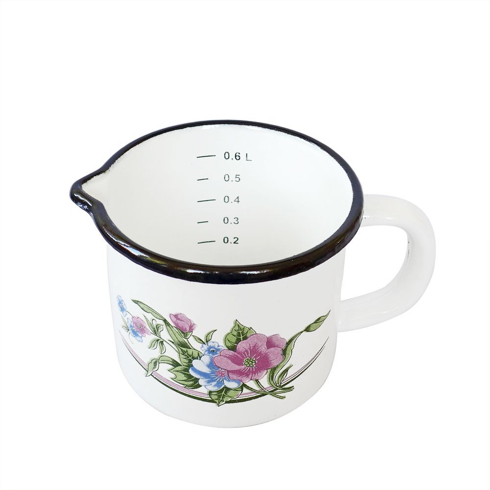 Karl Kruger 4104000 Venice Series Milk Pot with Spout and Scale, 0.6 l, Enamel, White