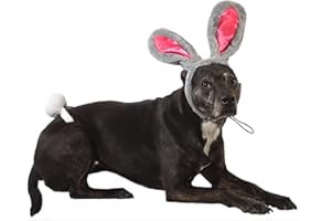 Midlee Easter Bunny Gray & Pink Rabbit Ears for Large Dogs Headband with Tail