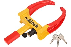 PEAKLOCK Universal Heavy-Duty Wheel Lock – Bright Red-Yellow Anti-Theft Security Clamp Tire Lock for Cars, SUVs, Campers, Mot