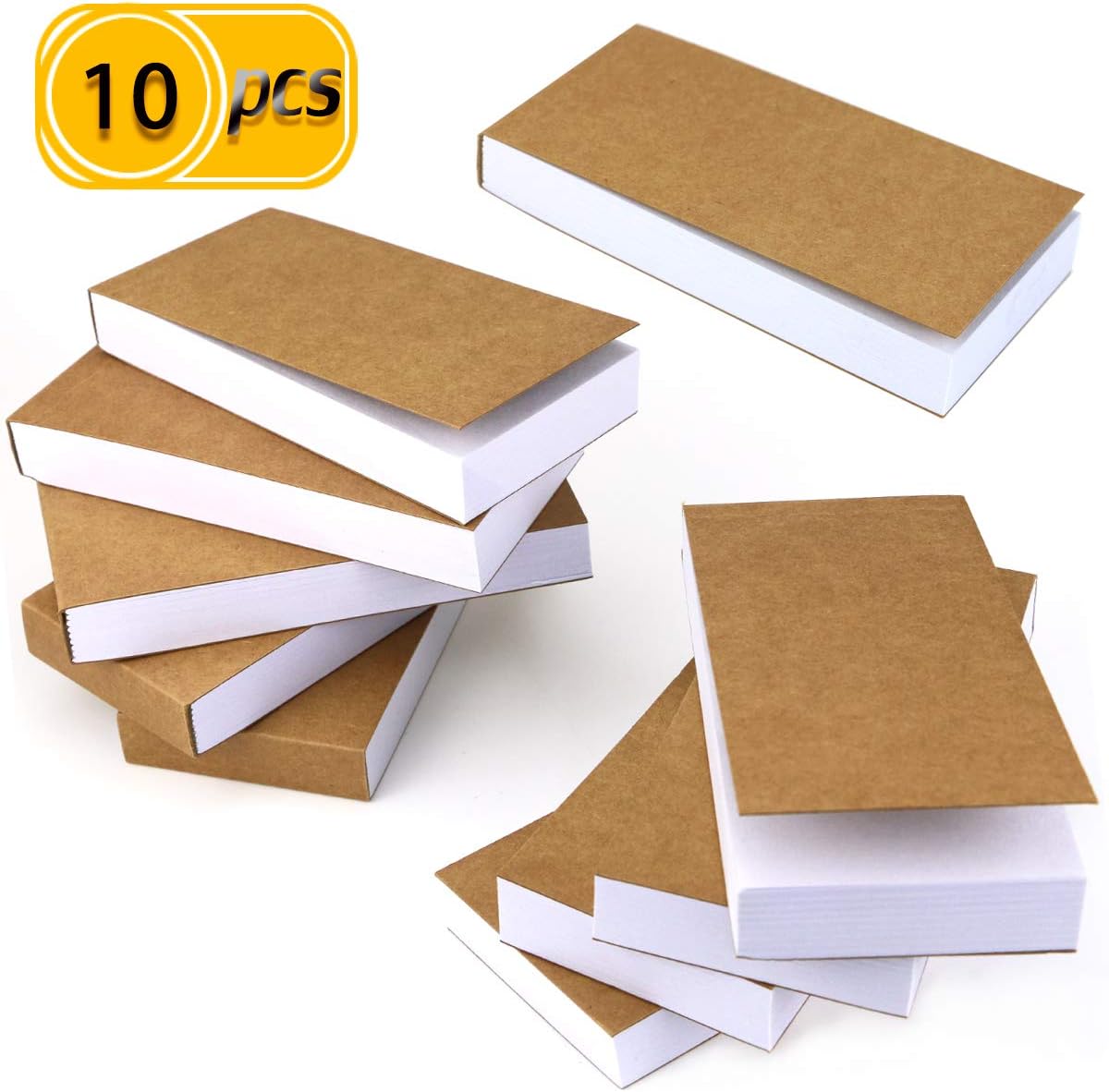 UPlama 10PACK Kraft Cover Blank Flipbooks for Animation, Sketching and Cartoon Creation,2.8"x 5.5",2cm Thick,180 Pages (90 Sheets),120GSM Sketch Paper,No Bleed Drawing Paper for Drawing & Sketching