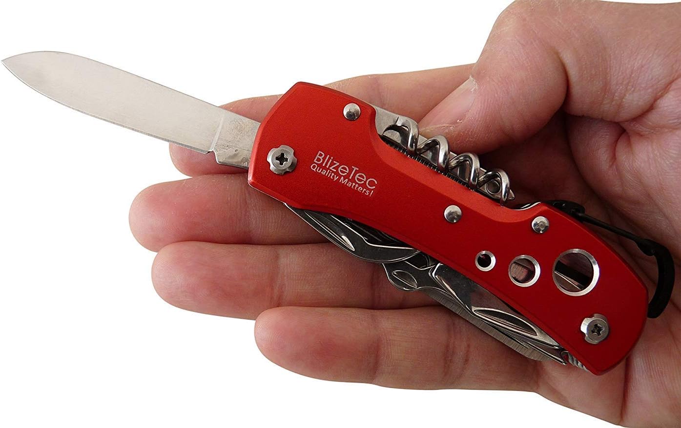 BlizeTec 14 Function Multitool Tactical Folding Pocket Knife (Red