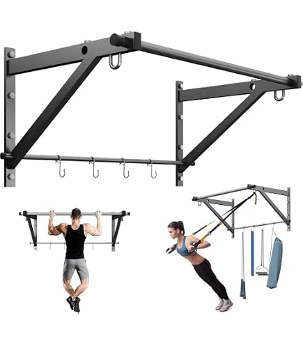 Titan Fitness Adjustable Depth 52 Wall Mounted Pull Up Bar, 14