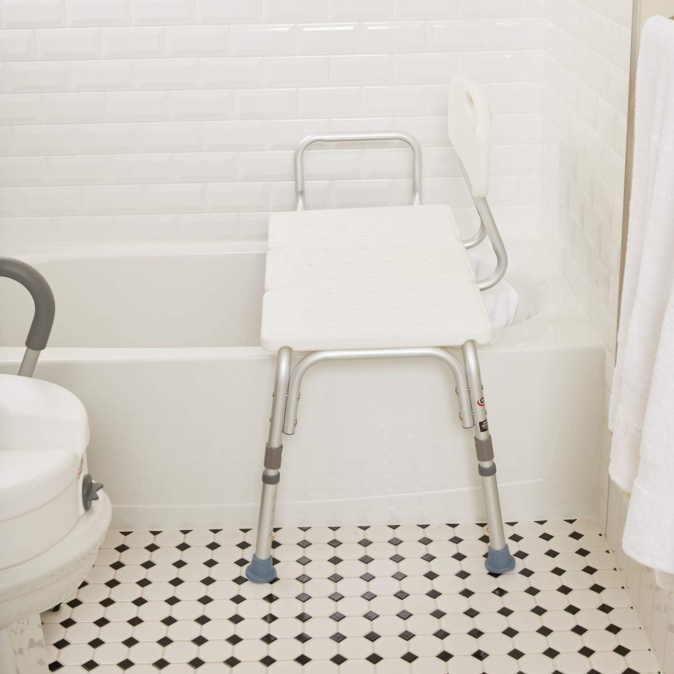 Carex Tub Transfer Bench - Shower Chair Transfer Bench with Height Adjustable Legs - Convertible to Right or Left Hand Entry: Health & Personal Care