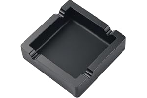 OILP Cigar Ashtray Big Ashtrays for Cigarettes Outdoors Patio Large Black 4 Dual-use Rest Unbreakable Silicone Cigar Cigarette Ashtray for Outside/Indoor/Home Decor