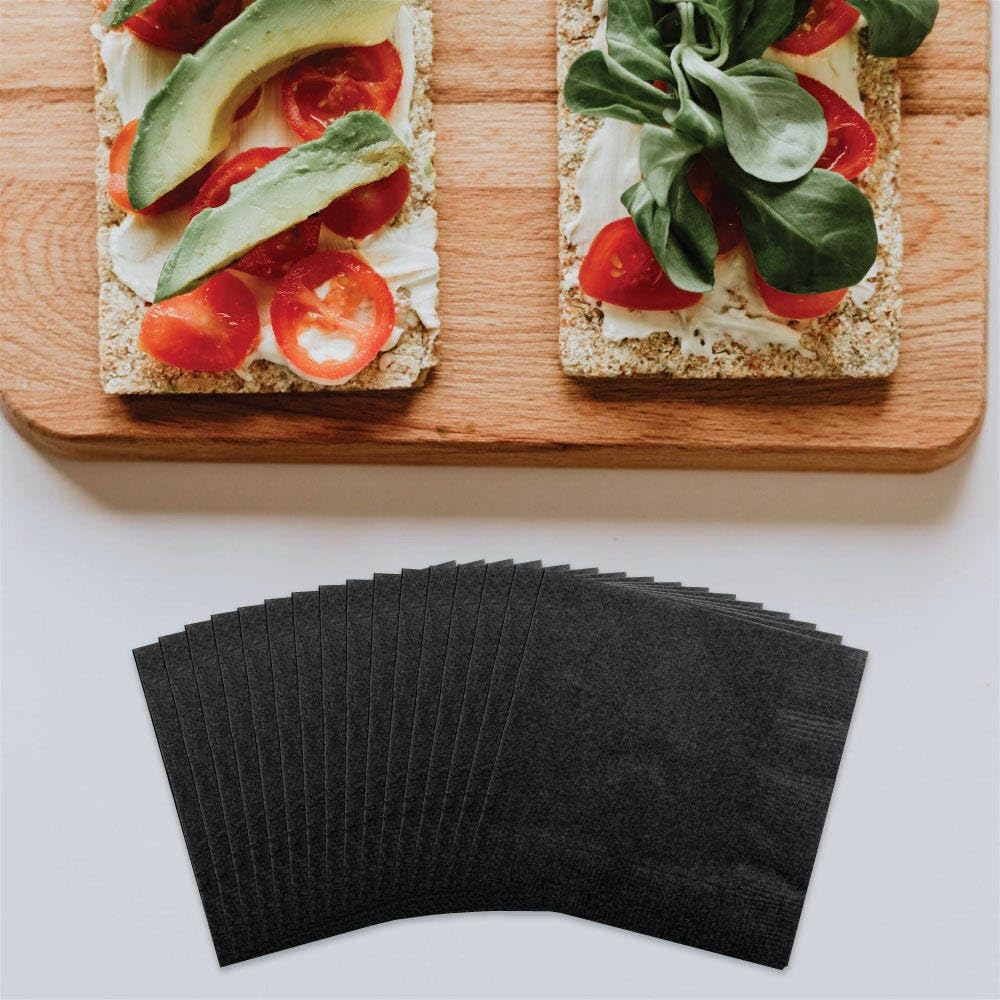 JAM PAPER Small Beverage Napkins - 5 x 5 - Black - 40/Pack