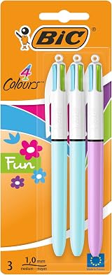 BIC 4 Colours Pens Multicolour Fun 4 Colour Retractable Ballpoint Pack of 3 view 1
