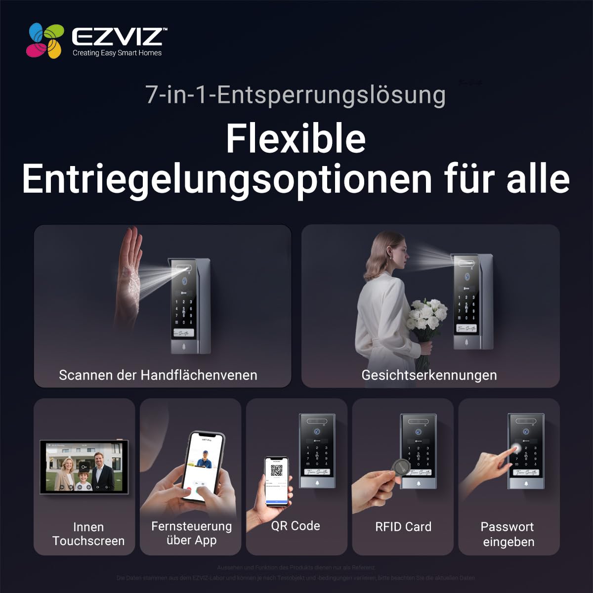 EZVIZ 4K Türsprechanlage mit Türöffner und 8" Touchscreen-Monitor, 2 Draht Bus, Türklingel mit Kamera, Handflächen-/Gesichtserkennung, APP/Card/Passwort Unlock, Farbnachtsicht, Wasserdicht, HP7 Pro 2