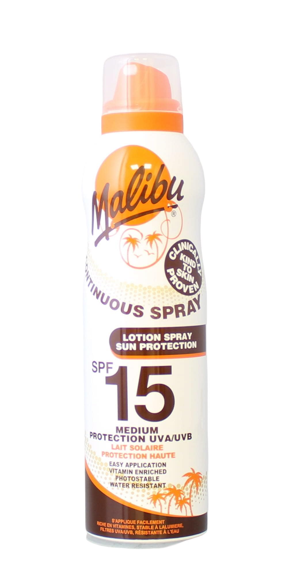 Mlaibu Sun SPF 15 Continuous Lotion Spray Sunscreen, Vitamin Enriched, Water Resistant, 175ml