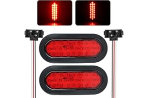 Ronybuy 6" Red Oval 24 Led Trailer Tail Lights Waterproof Sealed 6 Inch Stop/Turn/Tail Light Boat Trailer Lights [DOT Certifi