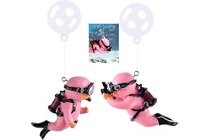 Wonfly 2-Pack Tank Decorations, Cute Little Diver, Aquarium Decoration Accessories Ornaments with Float Ball, Playmate for Tank Suitable for All Kinds of Fish and Tanks (Pink)