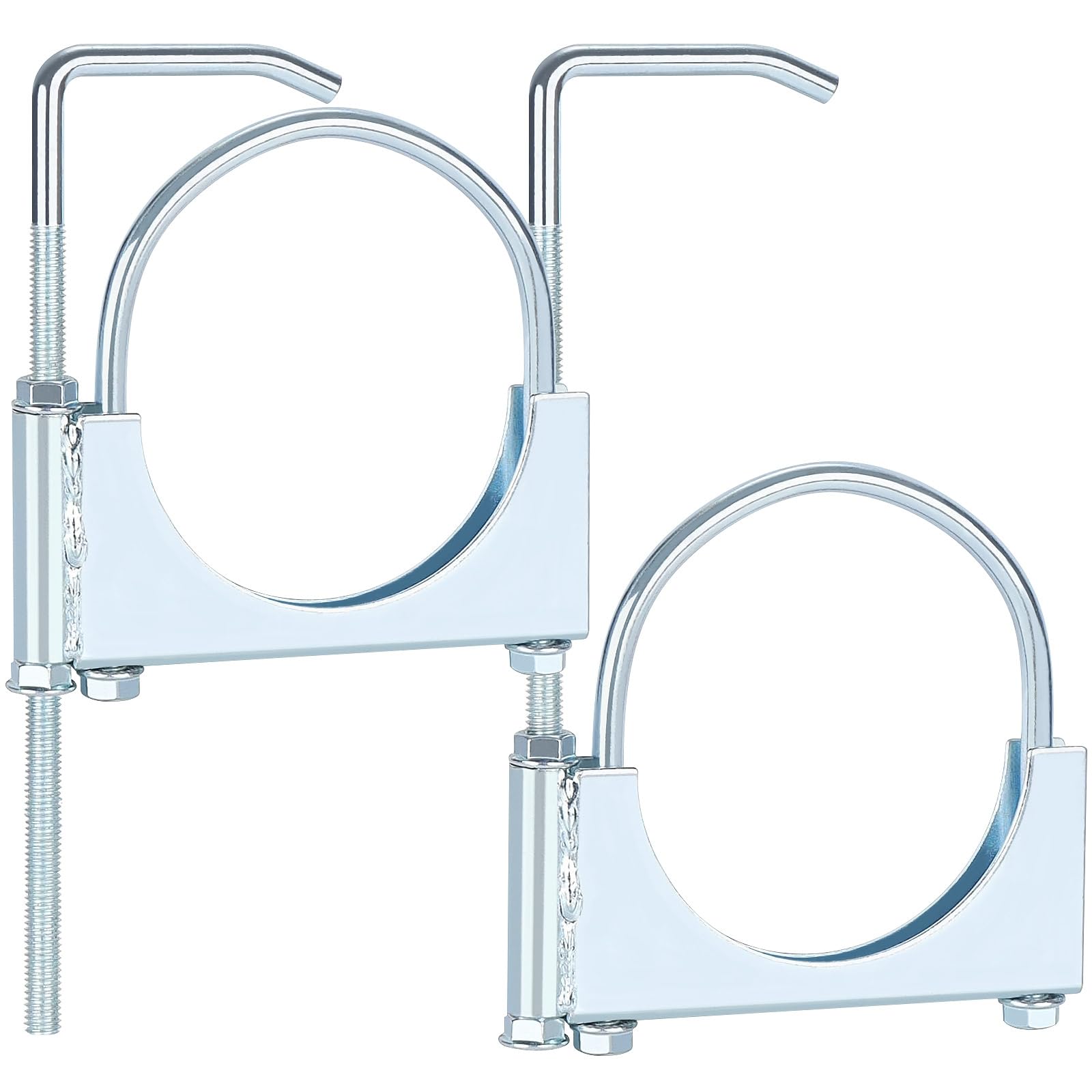 Photo 1 of 2 Pcs Universal Exhaust Clamp with Hanger - Heavy-Duty Steel for Exhaust Pipes, Car & Truck Muffler Systems (4 inches)