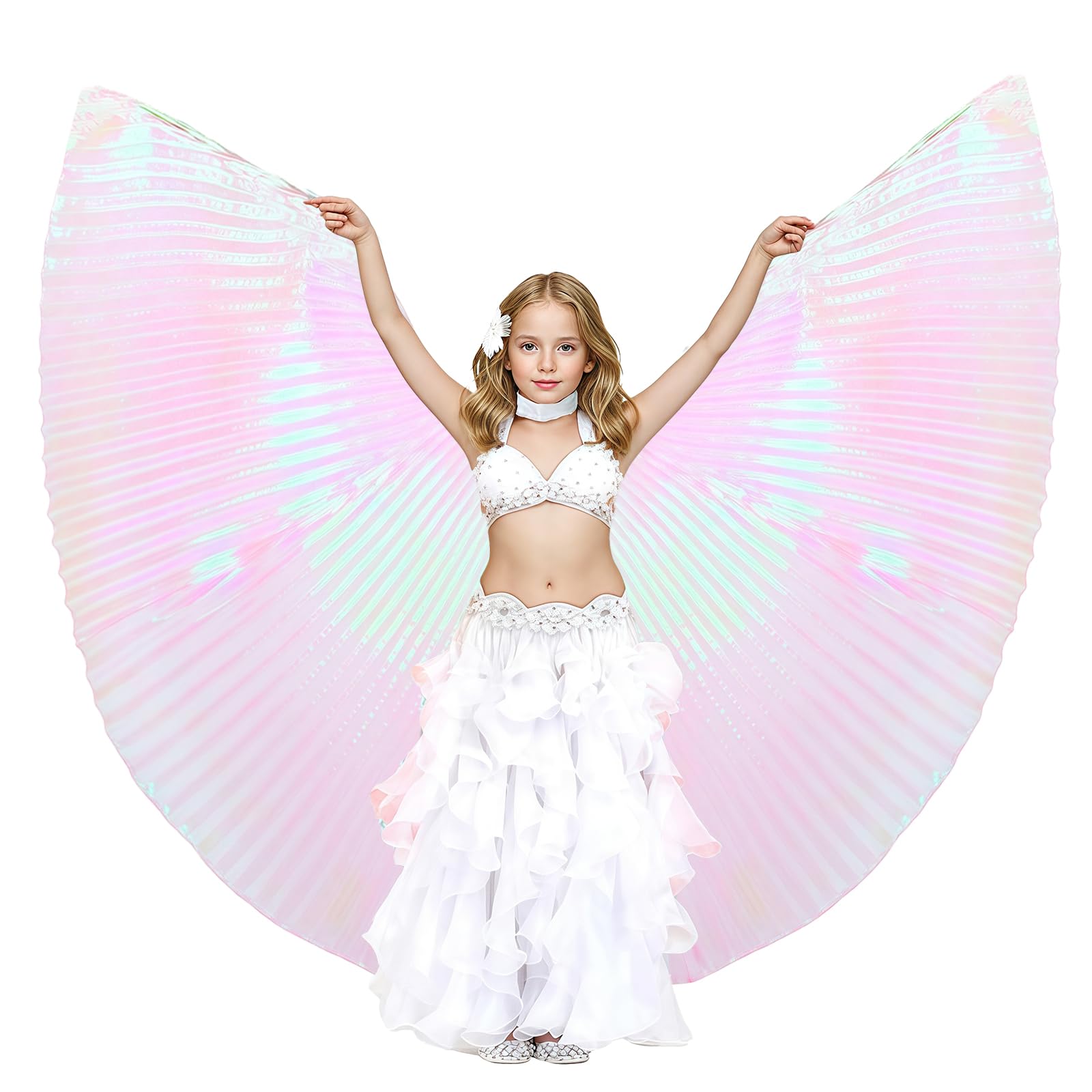 Baisdan Kids Isis Wings (Wings + Stick+ Carrying Bag) Belly Dance Performance Costumes for Girls Pink — image 1
