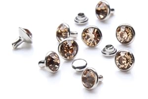 DAS GARDEN 100 Sets Cz Colorful Crystal Rivets Silver Color Spots Studs Double Cap for DIY Leather-Craft (Light Colorado, 8MM)