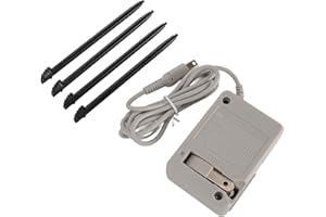 Charger Kit for 3DS XL, AC Adapter with 43in Cord Includes Four Replacement Touch Pens for Gaming Console. Black