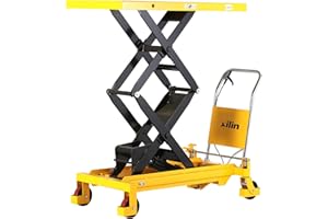 Xilin Lift Table Cart Double Scissor Platform Truck Manual Scissor Hydraulic Pump Lift Table Cart with Wheels 59" Lifting Height 1760lbs Capacity