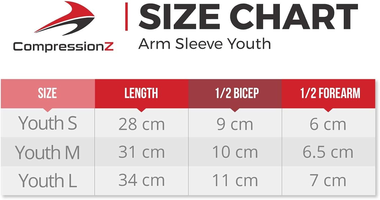 CompressionZ Youth Compression Arm Sleeves - Sports Sleeve For Kids Boys Girls : Clothing