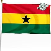 Ghana Ghanaian Flag 3x5 ft Outdoor, Double Sided 3 Ply Heavy Duty National Flag for GH, 100% Quality Polyester Ghanaian Banner with Brass Grommets 4 Rows Stitches