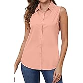 TOLOVIC Wrinkle Free Womens Sleeveless Button Down Shirts for Women Stretch Business Office Formal Work Blouses Tops
