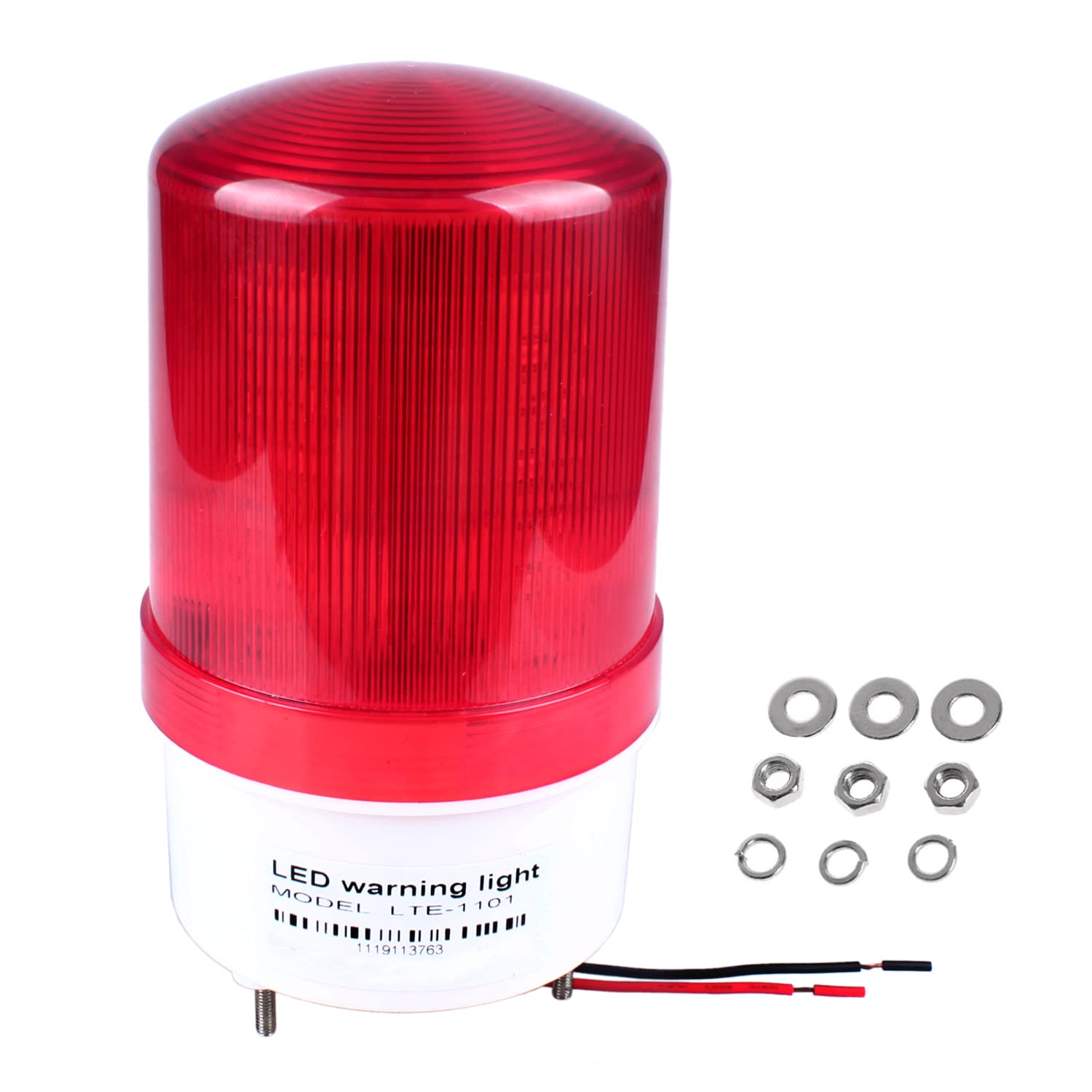 Photo 1 of Industrial LED Rotating Strobe Beacon Warning Lights, Electrical Revolving Signal Lights for Emergency, 24V DC, Red, with Buzzer Sound