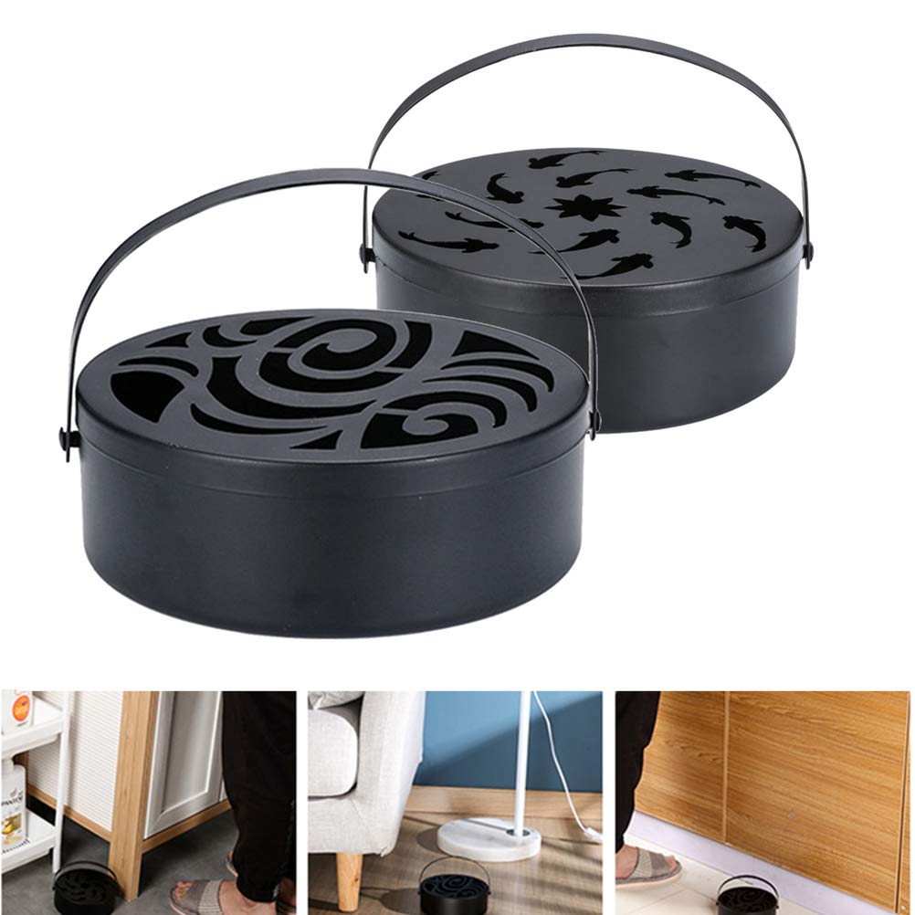 Mosquito Coils Holder Metal Citronella Coils Incense Holder with Lid Handle Incense Burner Box for Indoor Outdoor Garden, with Small Flower Incense Stick Holder (98)