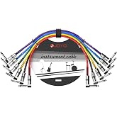 JOYO Patch Cables 1.2ft for Bass Guitar Effect Pedal Professional Guitar Patch Cords 1/4 Inch (CM-05, 6 Pack)