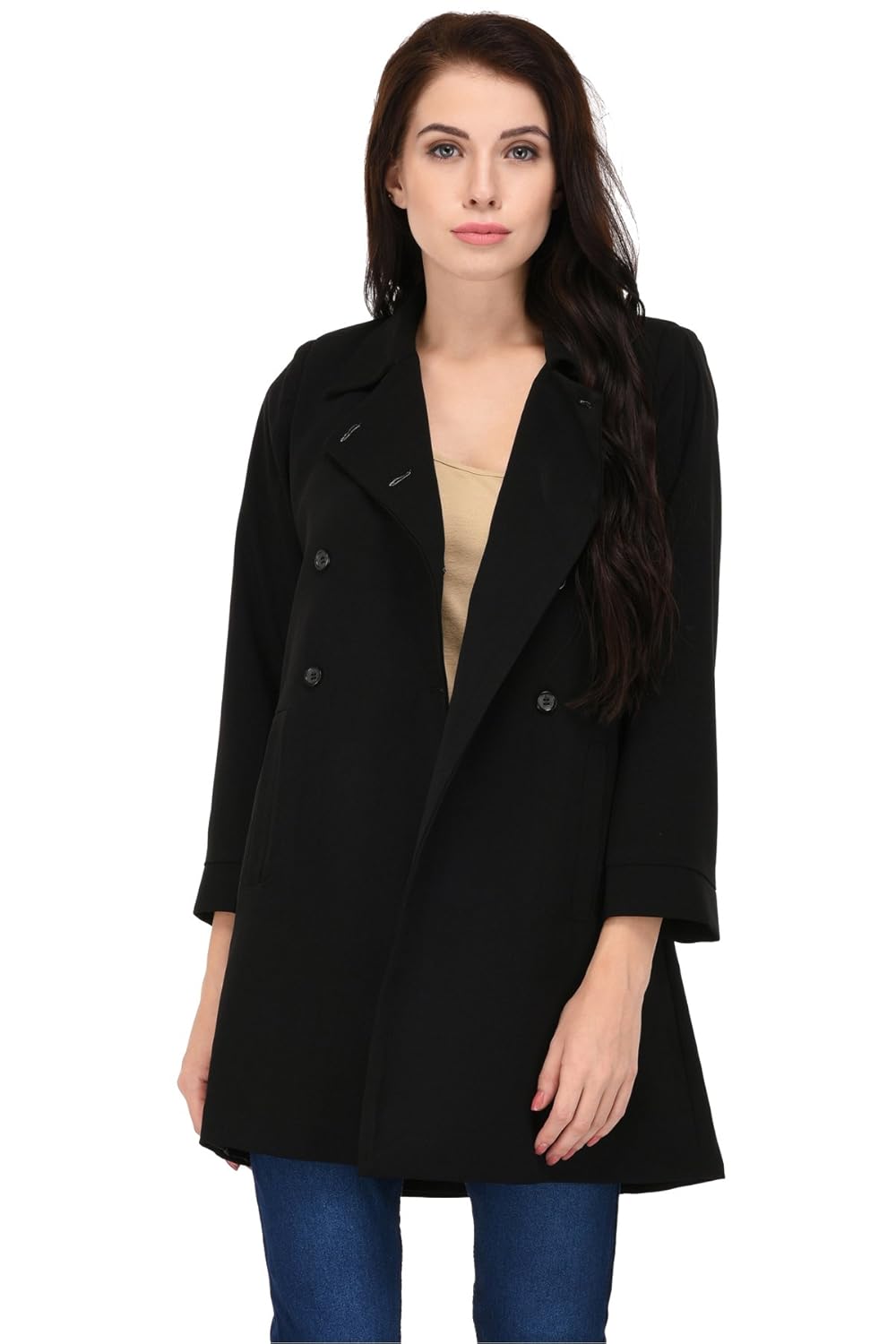 trendif women's black overcoat