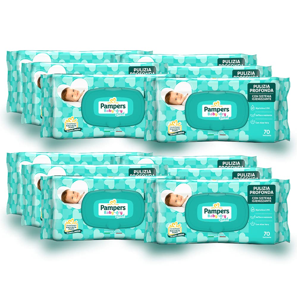 Pampers Baby Dry Wipes 840 Units (12 Packs) - Soap Free, Alcohol Free Wipes - Sanitizing System - Restore Skin Natural pH