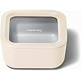 Caraway Glass Food Storage - 4.4 Cup Glass Container - Ceramic Coated Food Container - Non Toxic, Non Stick Lunch Box Container with Lids. Dishwasher, Oven, & Microwave Safe - Cream
