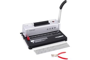 TIANSE Binding Machine, Spiral Coil Binder Machine, Manual Book Maker Punch Binder with Electric Coil Inserter,Suit for Letter Size / A4 / A5 with 100pcs 5/16'' Plastic Coil Binding Spines & Plier