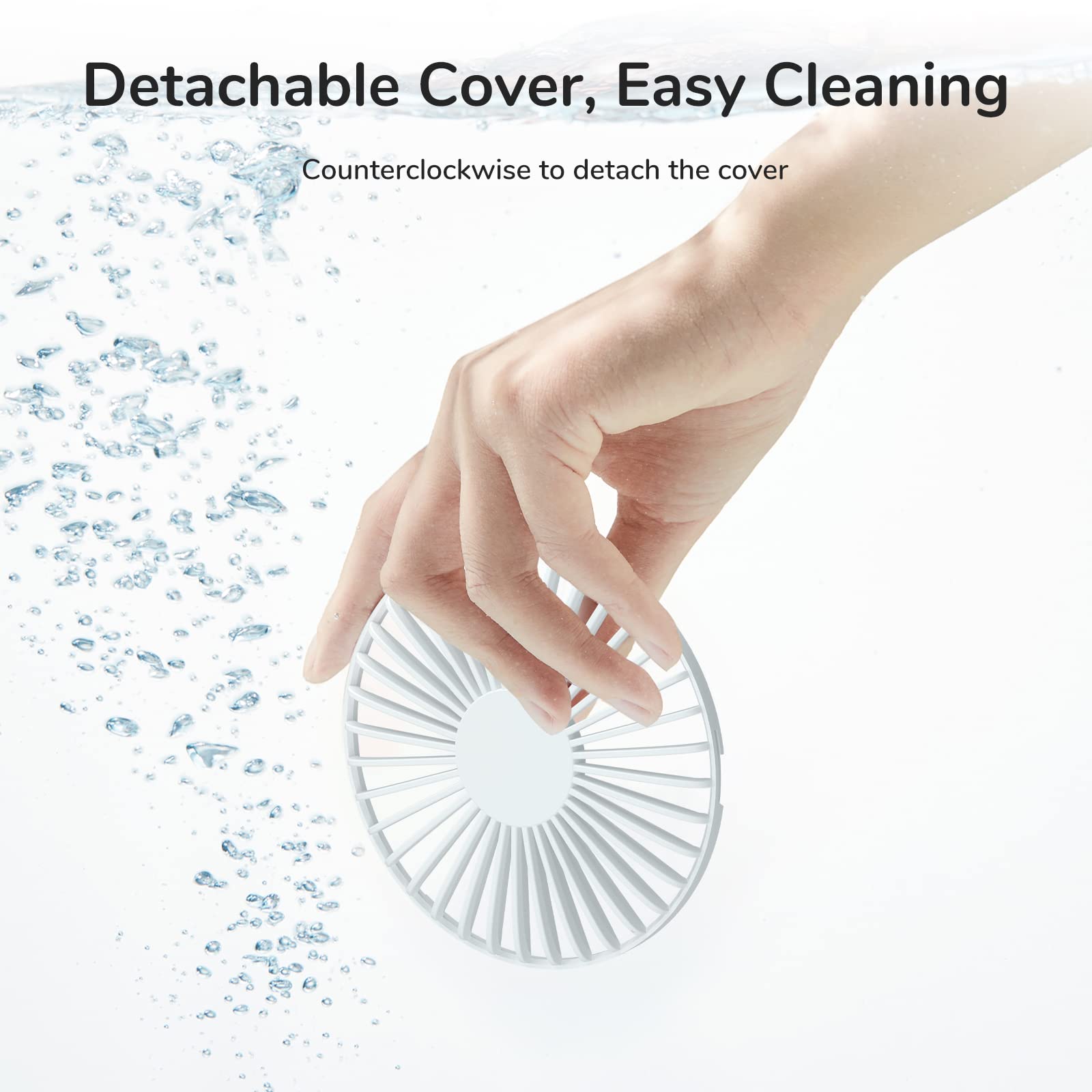 JISULIFE Handheld Fan [20H Max Cooling Time] 4000mAh USB Rechargeable, Battery Operated Portable Fan with 3 Speeds for Travel/Makeup/Office-White