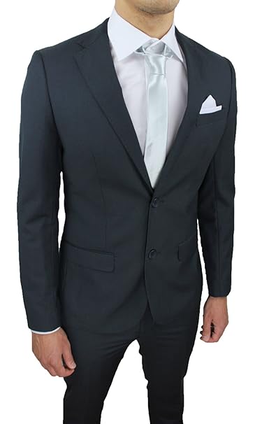 Abito completo uomo sartoriale grigio scuro slim fit elegante con ... Abito completo uomo sartoriale grigio scuro slim fit elegante con ...