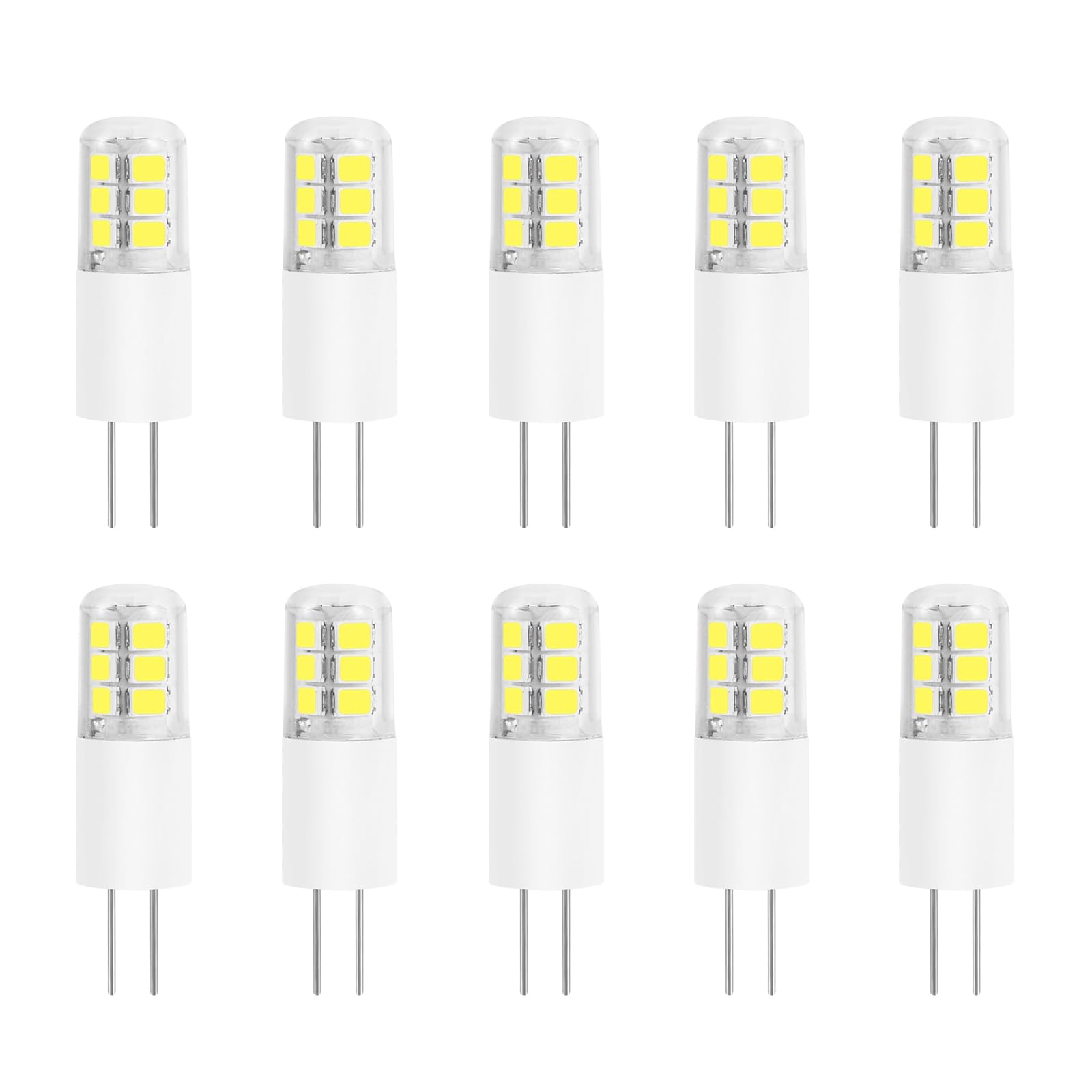 HUAMu G4 LED Light Bulb, Super Bright 3W Halogen Replacement, 25W Equivalent, Non-Dimmable, Cool White, DC/AC 12V, 360 Degree, No Flicker No Strobe,10 Pack