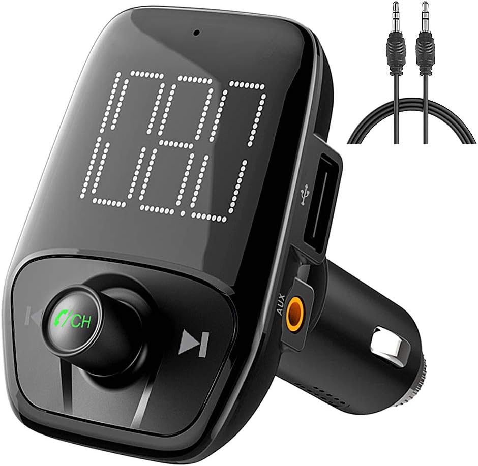 Comsoon Bluetooth FM Transmitter, 90 Degree Rotation Wireless Radio Car Receiver Adapter Kit, Dual USB Charger 5V, 2.4A/1A, Support TF/SD Card, USB Disk, AUX Port