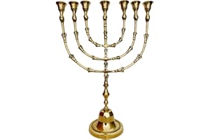 SALOMONS MENORAH Brass Menorah14, 7548,Ancient Design, Candles Holder from Israel,