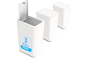 N. NETDOT 3 Pack Small Trash Can with lid, 3 Gallon Bathroom Trash Can,Garbage Can Slim Trash Bin Waste Basket for Bathroom,K
