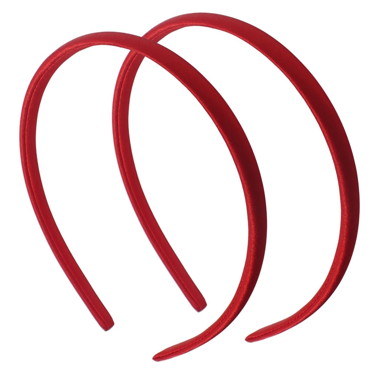 Topkids Accessories 2x Thin Satin Hair Bands Headbands Alice Bands Girls Women Kids Hairband Head Band Adult Party Bag Fillers Bridesmaid Festival 1cm 0.4" (Red)